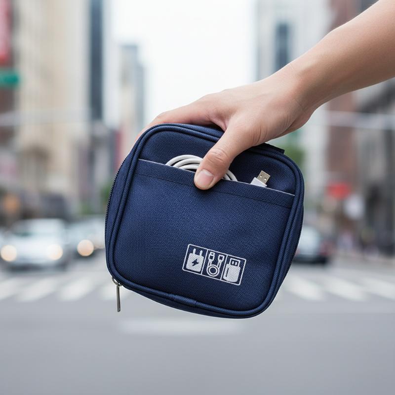 Travel Accessories Organizer Bag - 【F】防水仕様の携帯用ケーブル収納バッグ。USB、充電器、イヤホンなどのデジタルアクセサリーを収納できるトラベルポーチ。