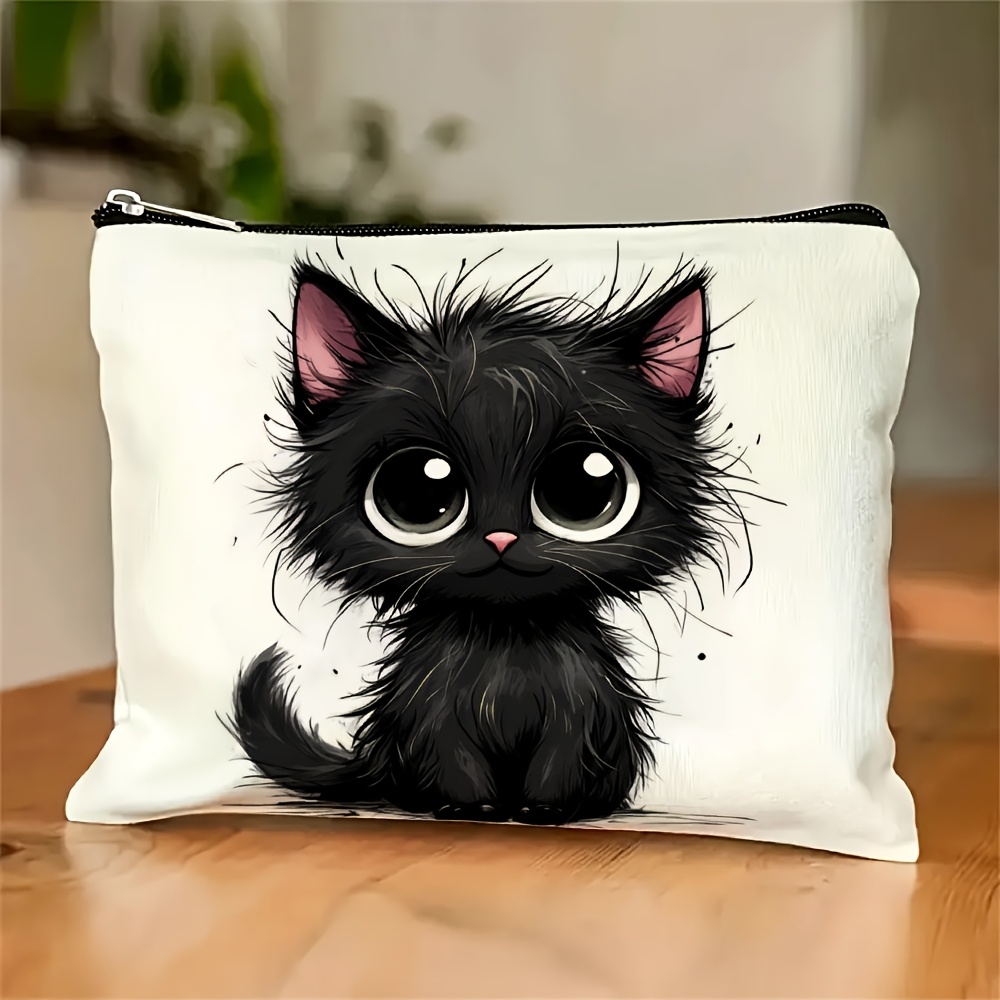 Travel Accessories Jewelry - かわいい猫のプリントが施された化粧品バッグ - 多機能ジッパーポーチ、ジュエリー収納バッグ、旅行に最適なジッパー付き小型収納バッグ。