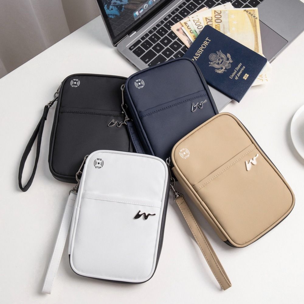 Travel Accessories Organizer Bag - ユニセックスポリエステルカードケース,大容量,ジッパー,RFIDカードホルダー,防水,旅行パスポートホルダー
