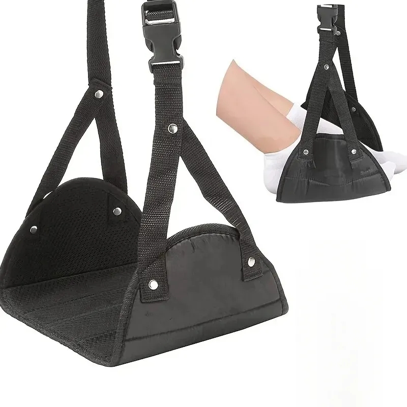 Travel Accessories Long Flight - 飛行機用フットレストハンモック 調節可能なストラップ付き ポータブルレッグレスト 長時間飛行用 旅行用品