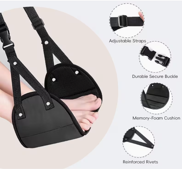 Travel Accessories Long Flight - 調節可能なフットレストとNポータブルフットハンモック、レッグサポートベルト、長距離フライトに欠かせない旅行用アクセサリー