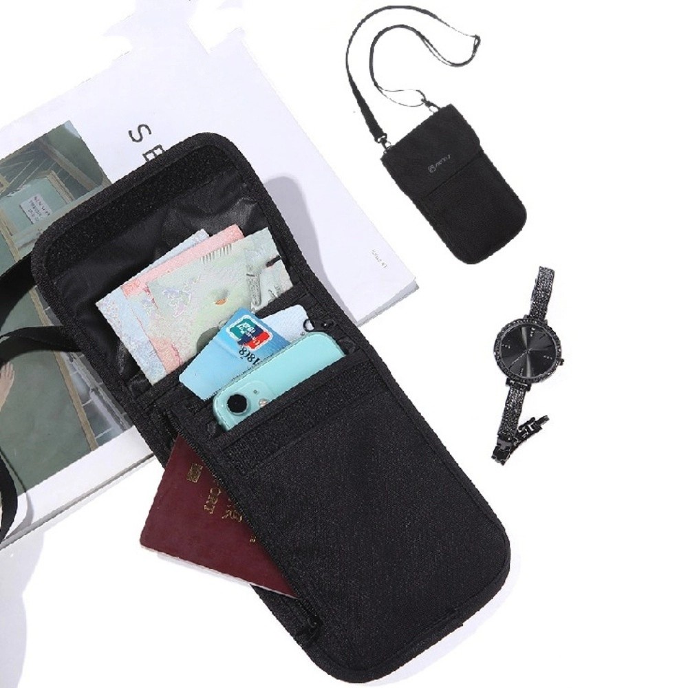 Travel Accessories Wallet - ポータブルトラベルアクセサリー トラベルウォレット ナイロン カーキ ブラック トラベルネックポーチ