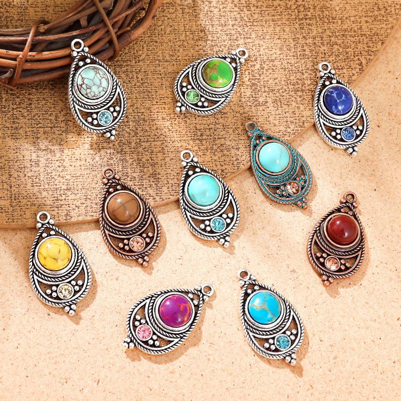 Travel Accessories Jewelry - エスニックヴィンテージボヘミアンストーンセッティングジュエリーチャーム低アレルギー性女性用イヤリングネックレス旅行用アクセサリー
