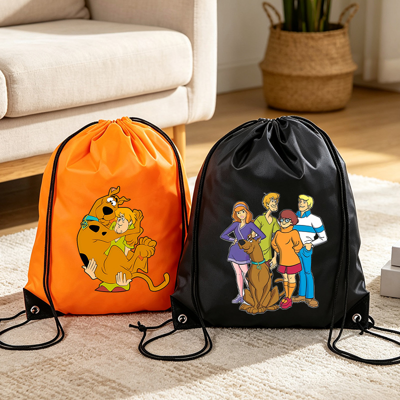 Travel Accessories Organizer Bag - スクービードゥー巾着収納袋クールな漫画犬ポケットバックパックポリエステルかわいいアニメプリント軽量トラベルオーガナイザーバッグ