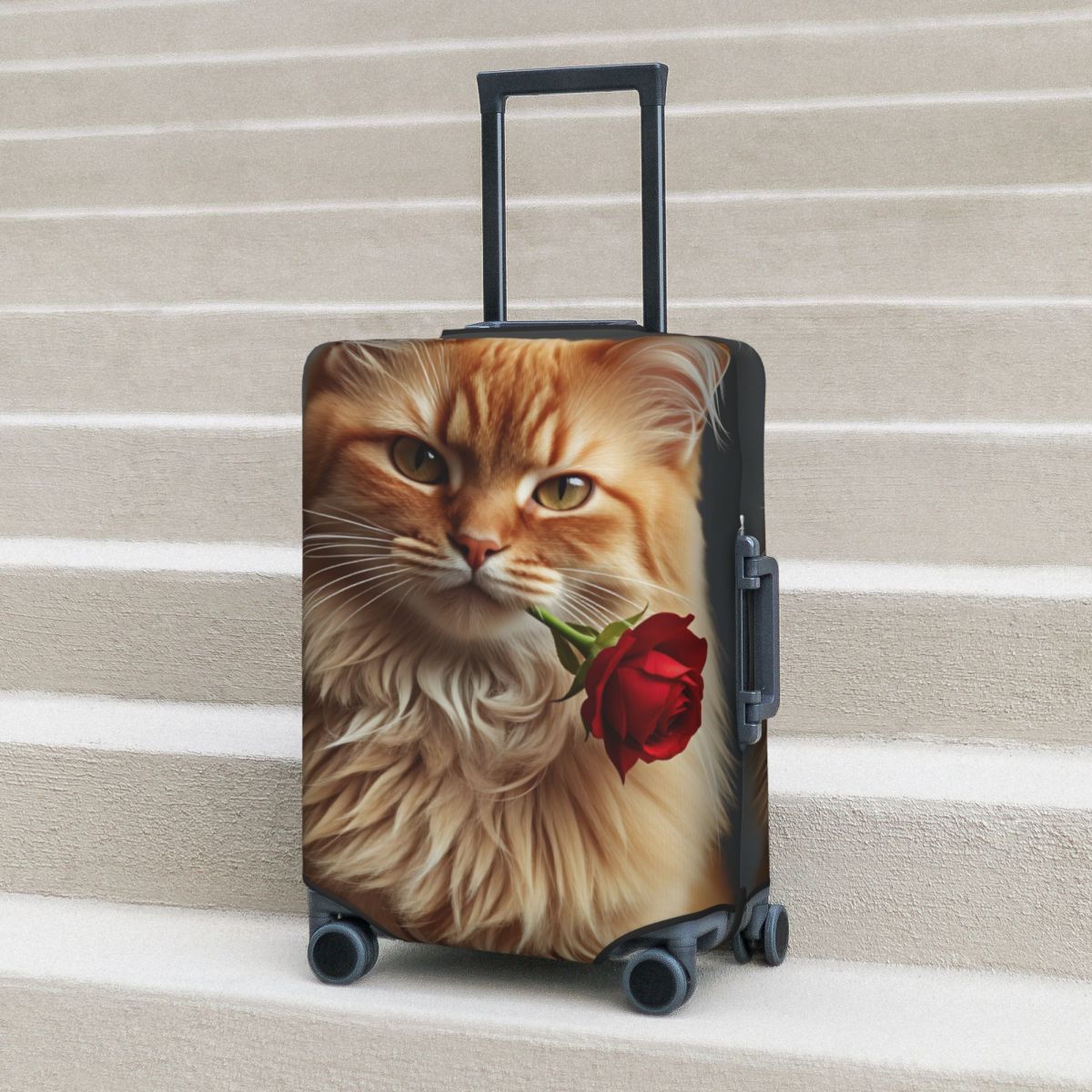 かわいいエレガントな長髪の猫とバラのスーツケースカバー旅行保 - Travel Accessories Long Flight のレビューと価格