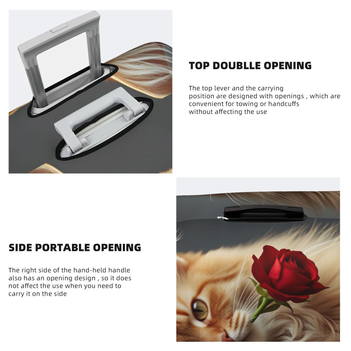 かわいいエレガントな長髪の猫とバラのスーツケースカバー旅行保 - Travel Accessories Long Flight のレビューと価格