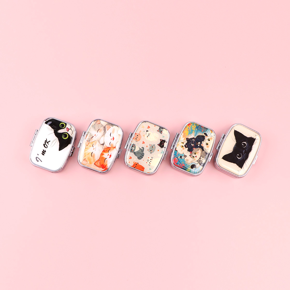 黒猫ピルボックス漫画動物密封されたサブパッケージケースポータ - Travel Accessories Jewelry のレビューと価格