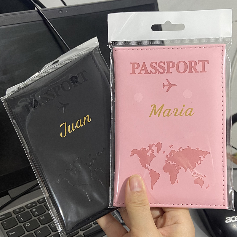 カスタムゴールドカラー名パスポートカバー旅行財布男性女性カス - Travel Accessories Wallet のレビューと価格