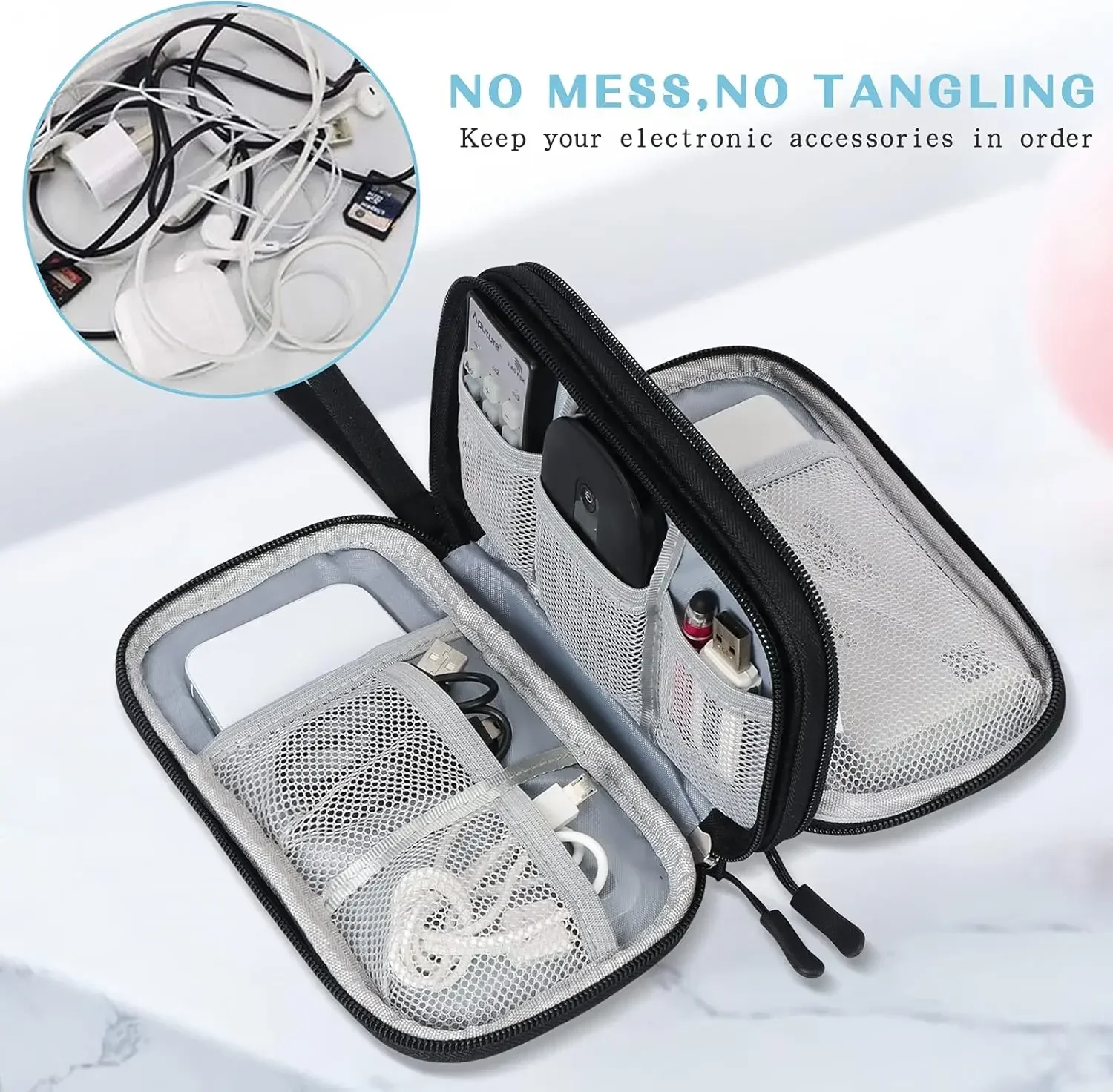 トラベルケーブルバッグ ポータブルデジタル収納ポーチ 充電器 - Travel Accessories Organizer Bag のレビューと価格