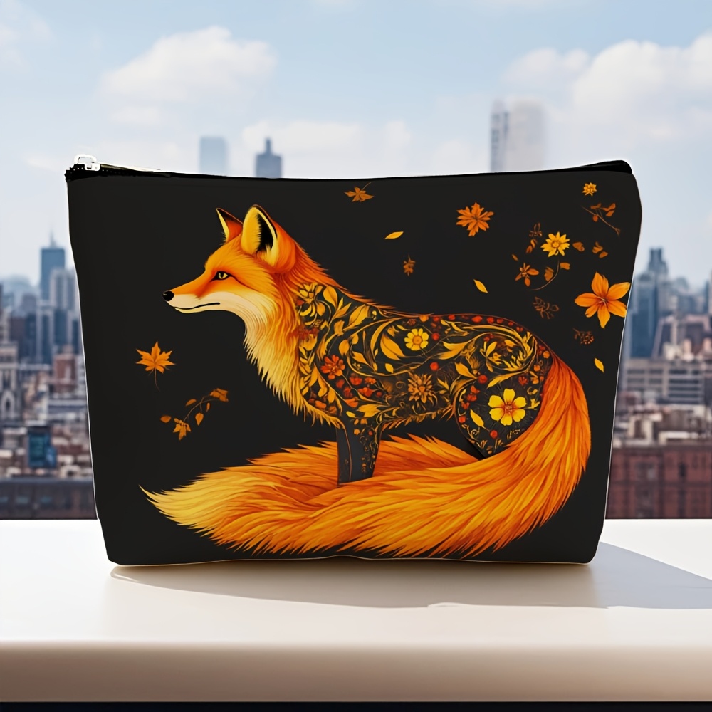 キツネと花柄のメイクアップバッグ - 多機能ジッパーポーチ、 - Travel Accessories Jewelry のレビューと価格