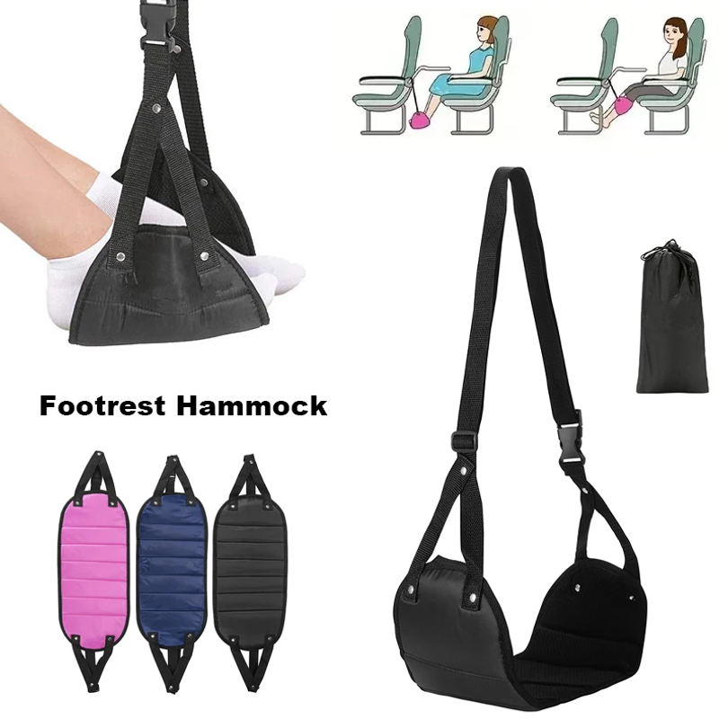 ポータブル調節可能なフットレストハンモック、飛行機旅行、長時 - Travel Accessories Long Flight のレビューと価格