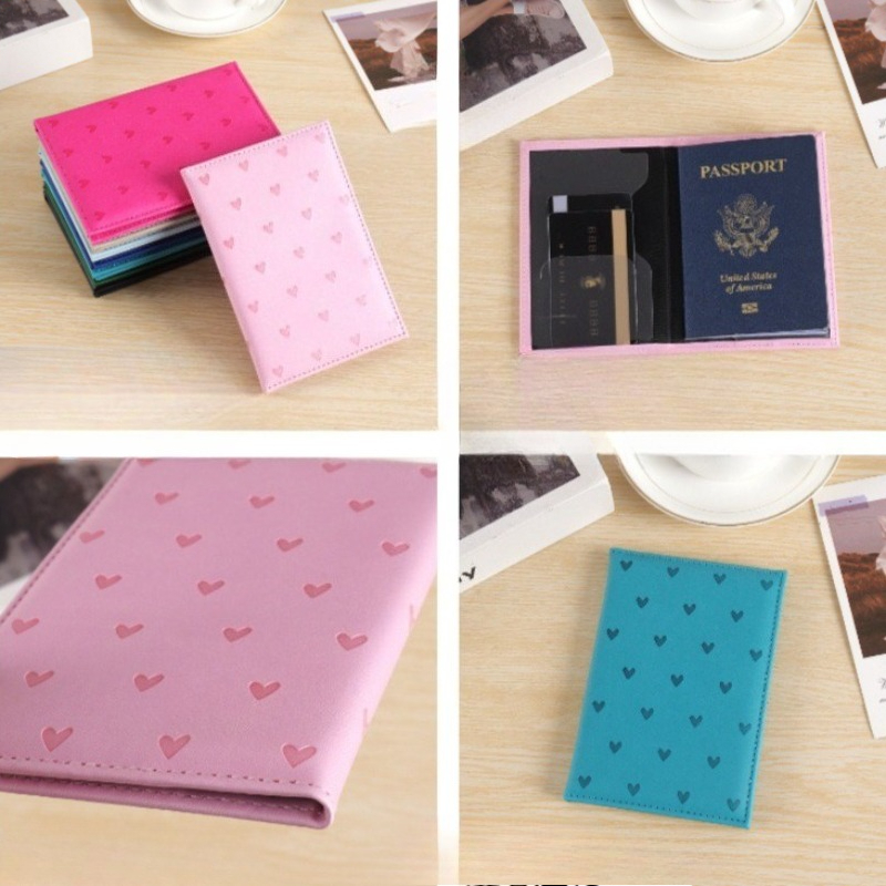 かわいいハートプリントパスポートカバー旅行財布女性用 PU  - Travel Accessories Wallet のレビューと価格