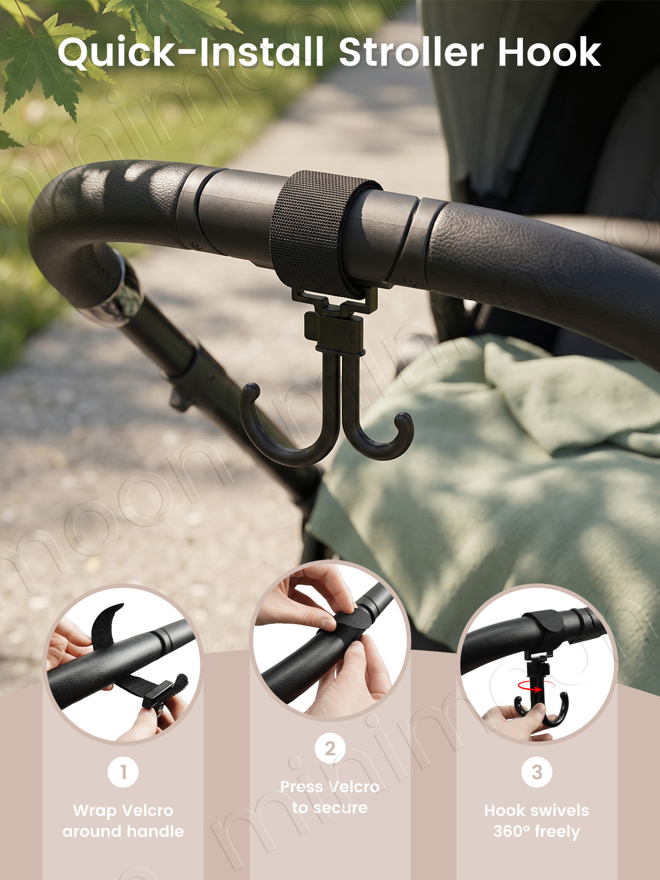 360 °   回転式ベビーカーフック、ダブルスイベルユニバ - Travel Accessories Baby のレビューと価格